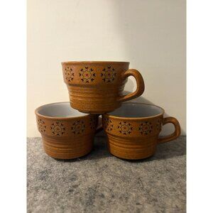 3 Mikasa Vintage Cherokee Design Coffee Cups  # 3013